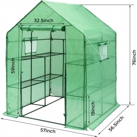 Greenhouse for Outdoors with PE Cover and Roll Up Door and 2 Side Mesh Windows